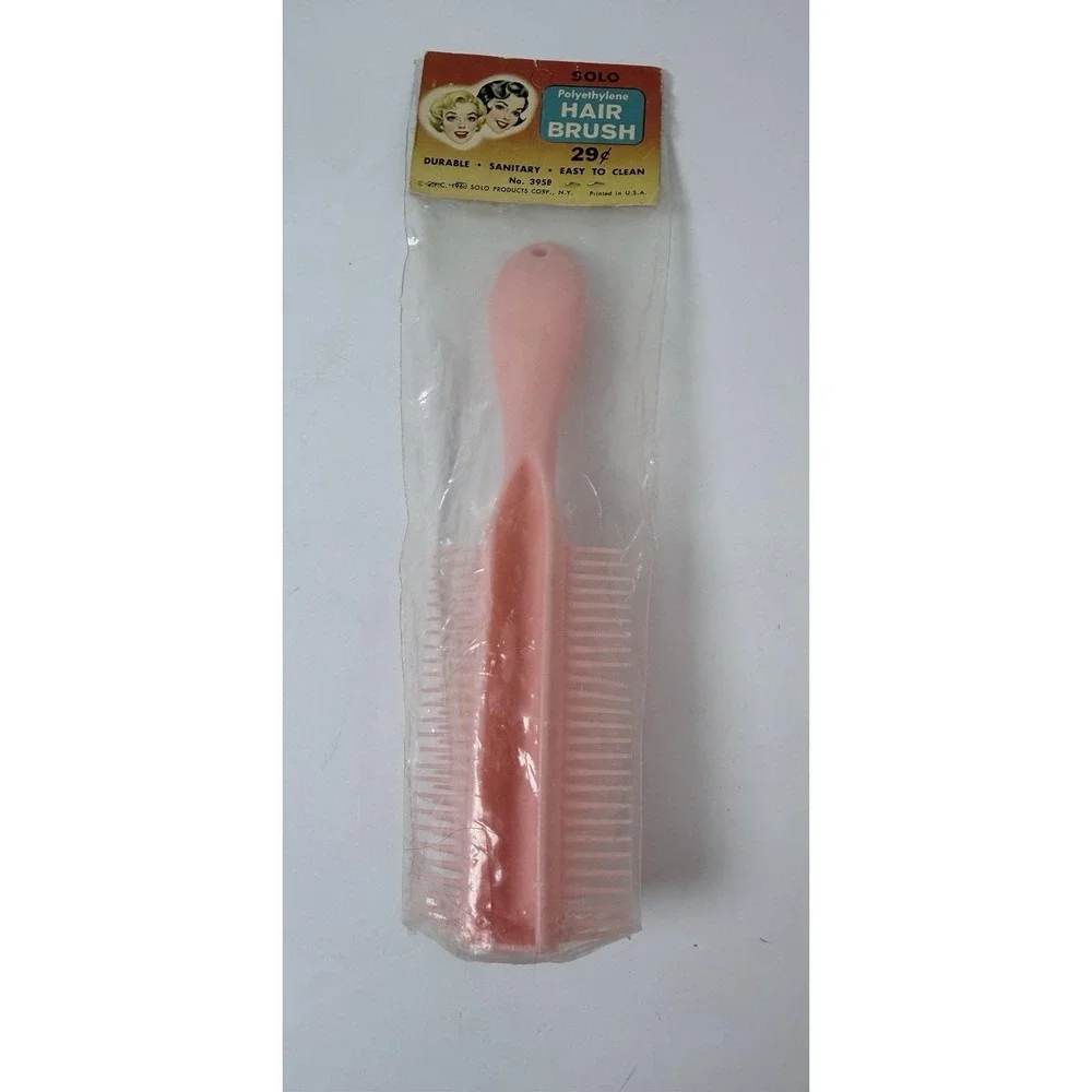 Solo Hair Brush 1960 Pink Vintage Beauty In Package Polyethylene Movie Prop